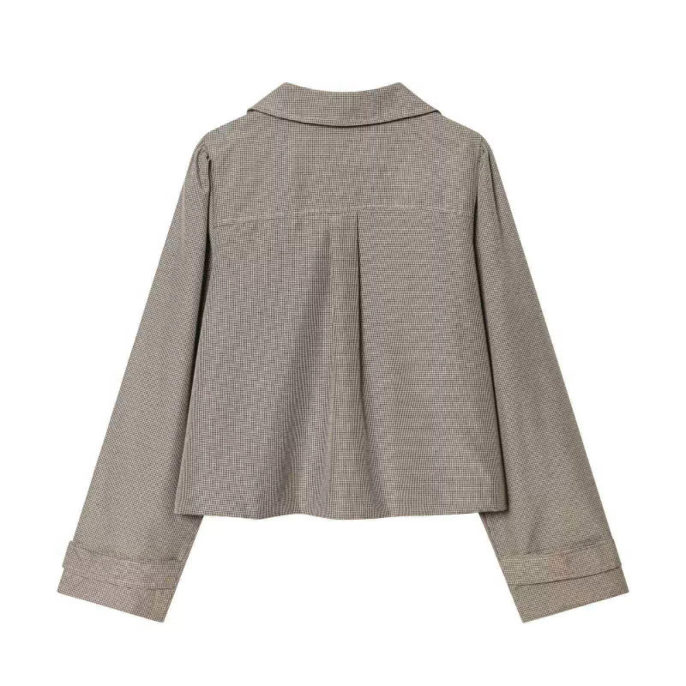 ZARA Versatile Fall Vintage Houndstooth Peter Pan Collar Short Jacket